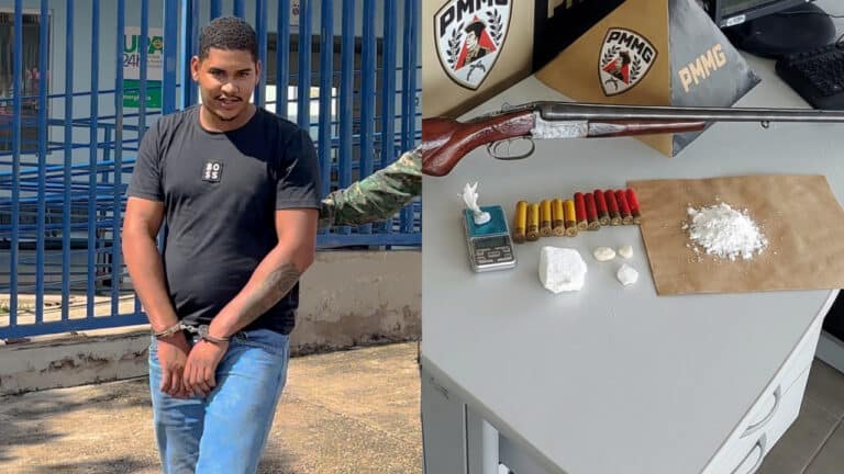 Suspeito é preso com muita cocaína, arma e munições em João Pinheiro após abordagem do GEPAM de Unaí