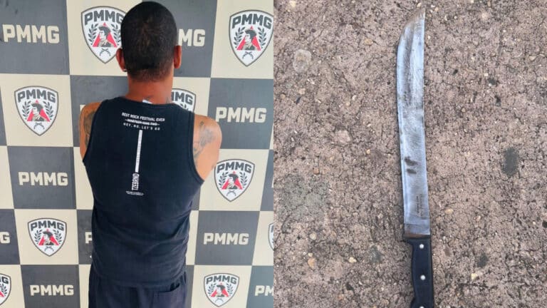 Ciúme de roupas da companheira acaba em ameaça de morte com facão no Dia da Mulher em João Pinheiro