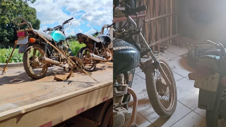 Polícia flagra menores desmanchando motos furtadas ao espiar por cima do muro de casa em João Pinheiro 