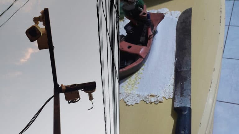 Homem usa facão para destruir câmeras e ameaça atear fogo na casa de idosa de 78 anos em João Pinheiro