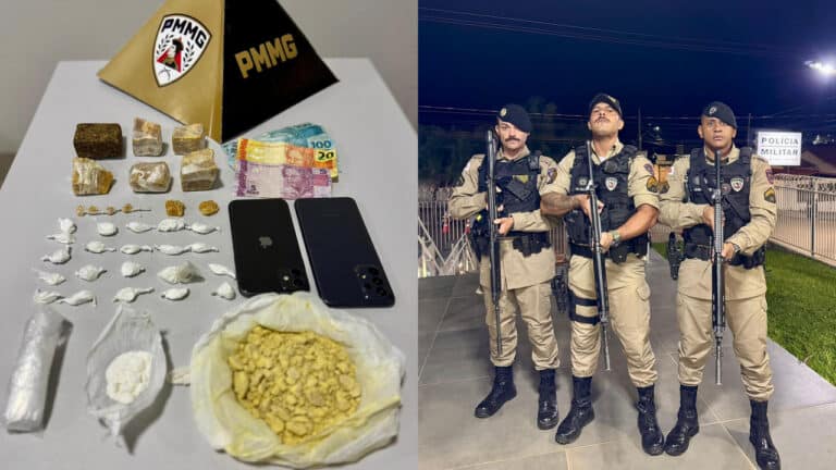 Dupla conhecida da polícia é presa com drogas, dinheiro e anotações do tráfico no Bairro Cais em João Pinheiro