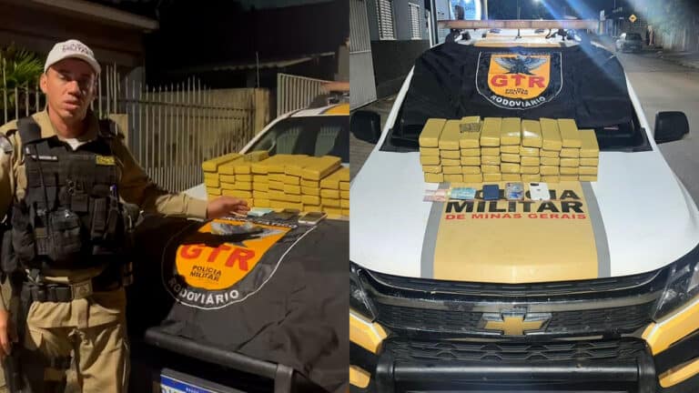 Nervosismo e "catinga" de maconha entregam trio com 45 barras da droga na MG-188 em Paracatu