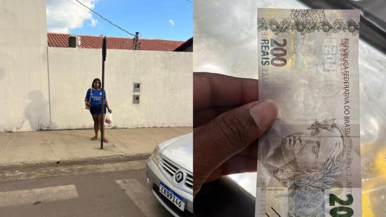 Mulher passa nota falsa de R$ 200 em três comércios seguidos e foge com comparsa em João Pinheiro