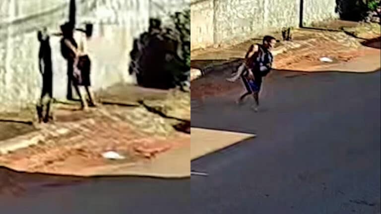 Jovem que ia de carona no guidão quase fratura o 'bumbum' após ciclista cair em buraco em João Pinheiro
