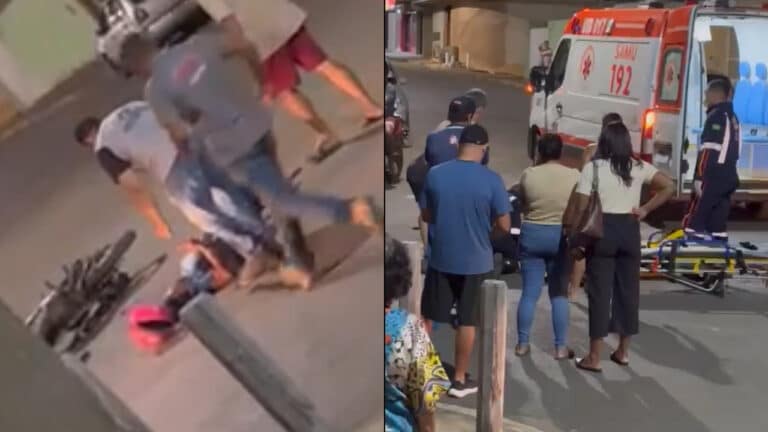 Mulher fica ferida após ser atingida por carro em cruzamento no centro de João Pinheiro