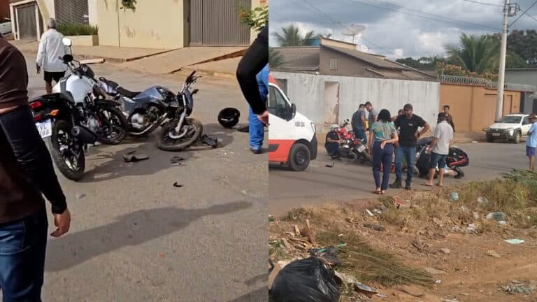 Motociclistas batem de frente durante ultrapassagem na Rua Astolfo Moreira, em João Pinheiro