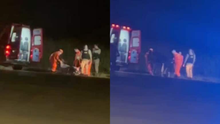 Ônibus rural joga moto para fora da pista na BR-040 e homem de 60 anos fica gravemente ferido em João Pinheiro