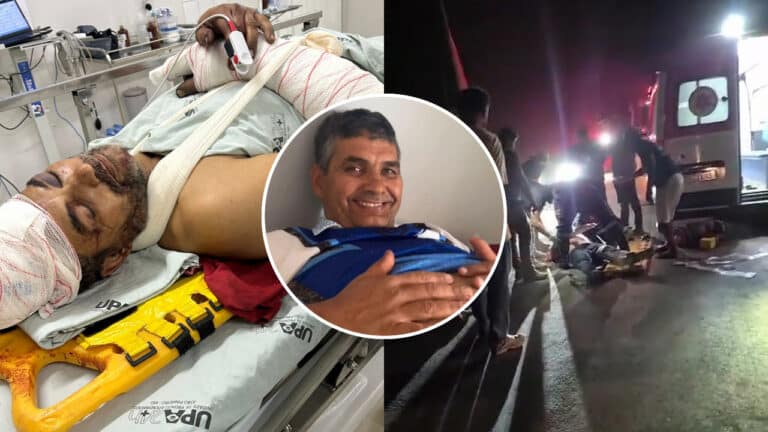 Caminhoneiro atropelado por veículo do DER na MG-181 em João Pinheiro segue na UTI e família pede ajuda com rifa