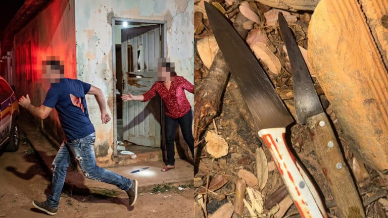 Durante briga por ciúmes, esposa esfaqueia o marido pelas costas enquanto ele tentava fugir em Brasilândia de Minas