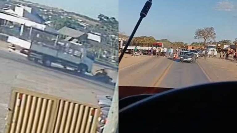 Motorista de caminhão usa acesso irregular da BR-040 e causa mais um acidente com moto em João Pinheiro