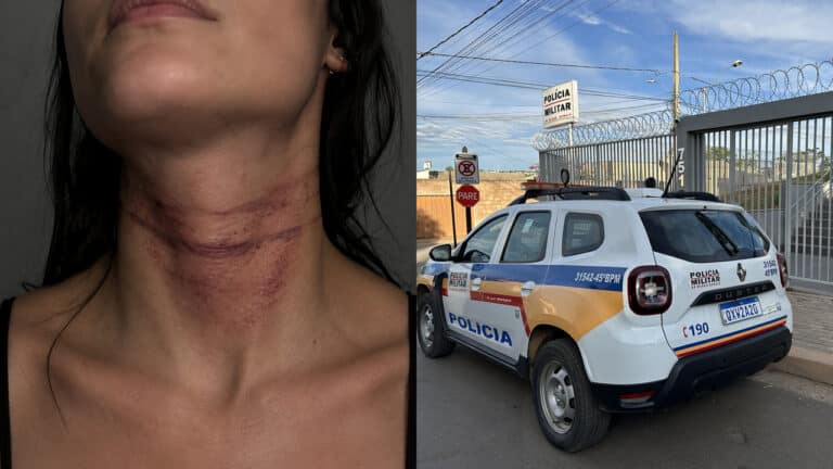 Mulher flagra mensagens no telefone do namorado e é enforcada até perder os sentidos em João Pinheiro