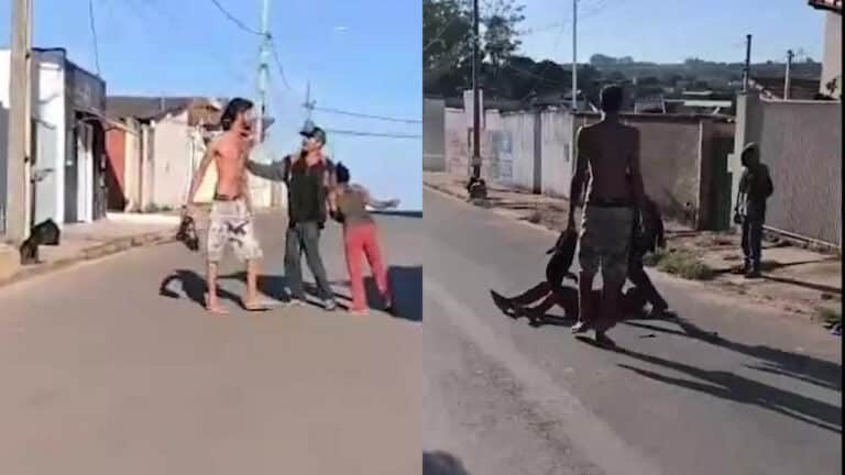 Confusão no meio da rua! Cunhados trocam socos e mulher leva facada no ombro durante briga em João Pinheiro