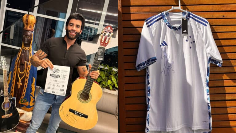 Leilão beneficente em João Pinheiro terá violão autografado por Gusttavo Lima e camisa de Alex "Talento Azul"