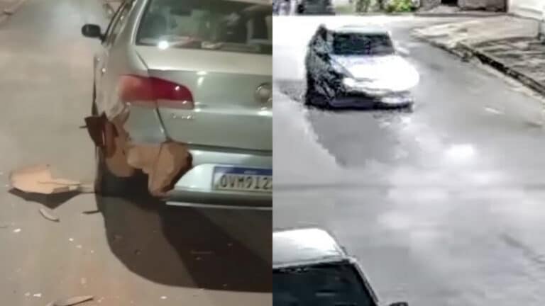 Covardia! Motorista bate em carro estacionado, foge e ainda volta para ver o estrago em João Pinheiro