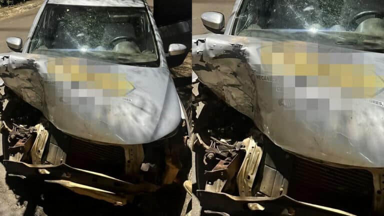 Sem CNH e embriagado! Motorista bate em carro, tenta fugir a pé e é impedido por morador em João Pinheiro