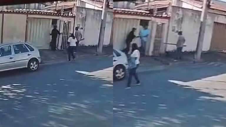 Vídeo mostra cuidadora e pedreiros tentando segurar “Magrão” após furto a idoso no Centro de João Pinheiro