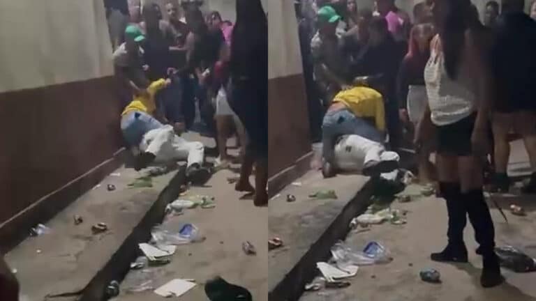 Pau quebrou! Vídeo mostra homens se agarrando no chão, em mais uma confusão na Folia das Almas em João Pinheiro
