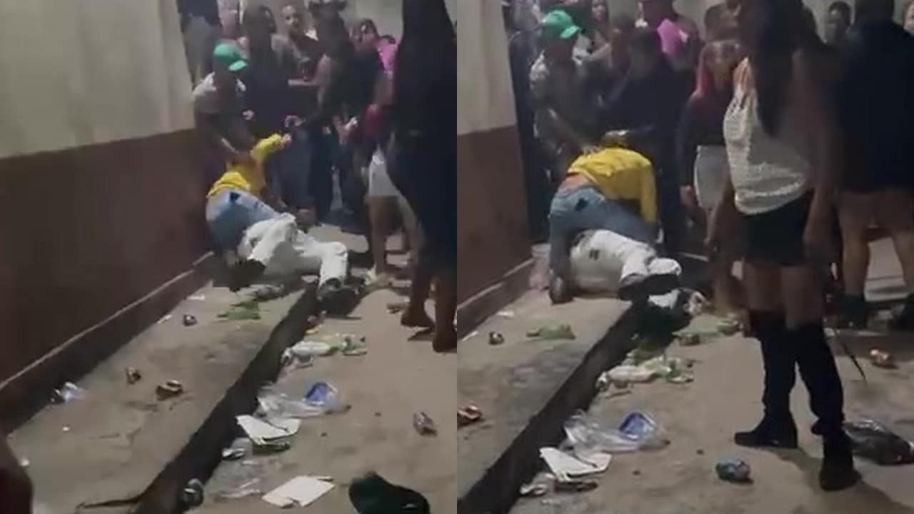 Pau quebrou! Vídeo mostra homens se agarrando no chão, em mais uma confusão na Folia das Almas em João Pinheiro