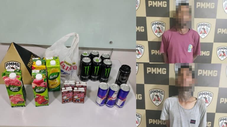 Larica criminosa: Dupla é presa após arrombar padaria e furtar ChocoMil, sucos e energéticos em João Pinheiro