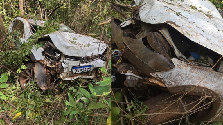 Um milagre! Motorista de 30 anos sobrevive após carro despencar ribanceira de quase 200 metros na MGC-354