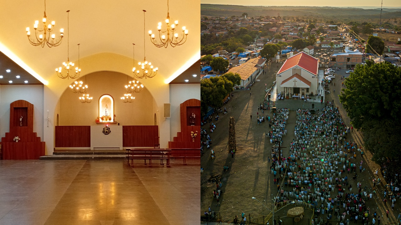 Santuário de Nossa Senhora da Abadia ganha nova pintura para a 138ª Festa em Andrequicé, em Presidente Olegário
