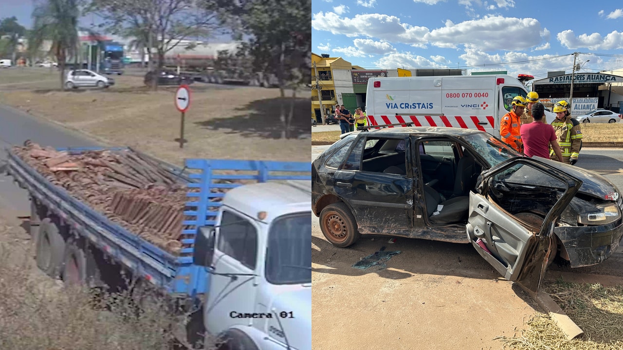 Vídeo mostra motorista avançando parada, passando entre carretas e sendo atingido na BR-040 em João Pinheiro