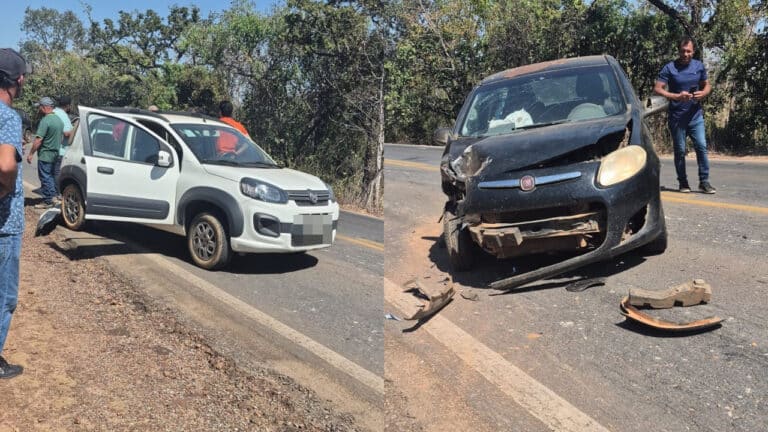Fiat Palio bate na traseira de Uno em acidente na MG-181 em João Pinheiro; ninguém ficou ferido