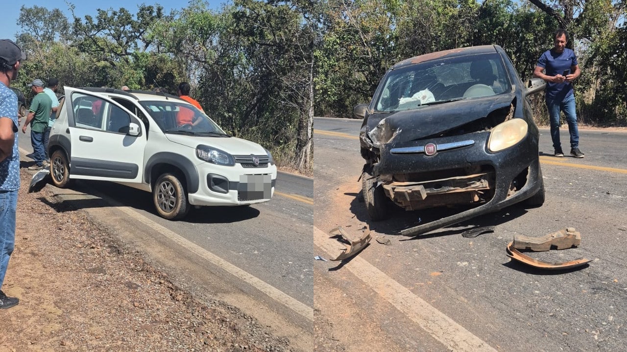 Fiat Palio bate na traseira de Uno em acidente na MG-181 em João Pinheiro; ninguém ficou ferido