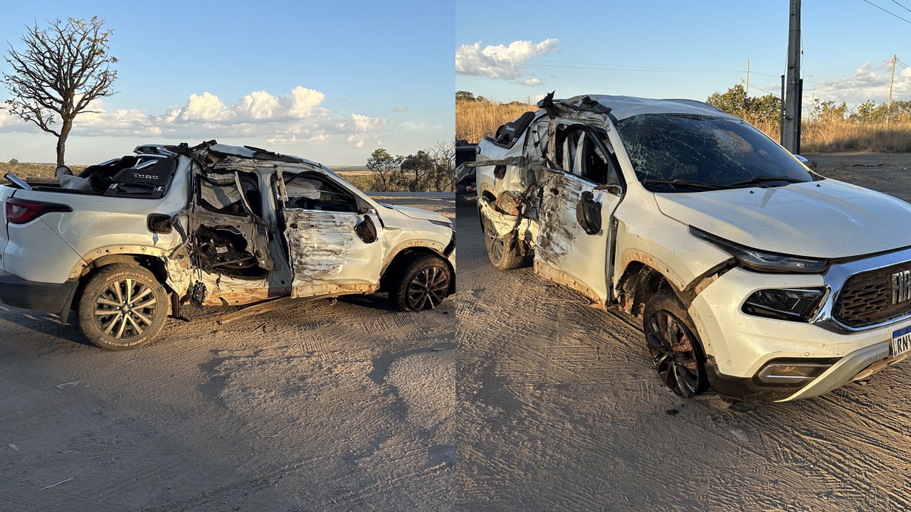 Após sair de pista e bater o carro, motorista sai correndo pela BR-040 em João Pinheiro