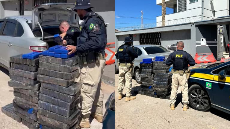 Motorista tenta fugir da PRF mas é preso carregando 217 kg de maconha no porta-malas de carro em João Pinheiro