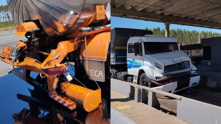 Batida na praça de pedágio derrama 32 mil litros de cimento asfáltico a mais de 100 °C na BR-040, em João Pinheiro