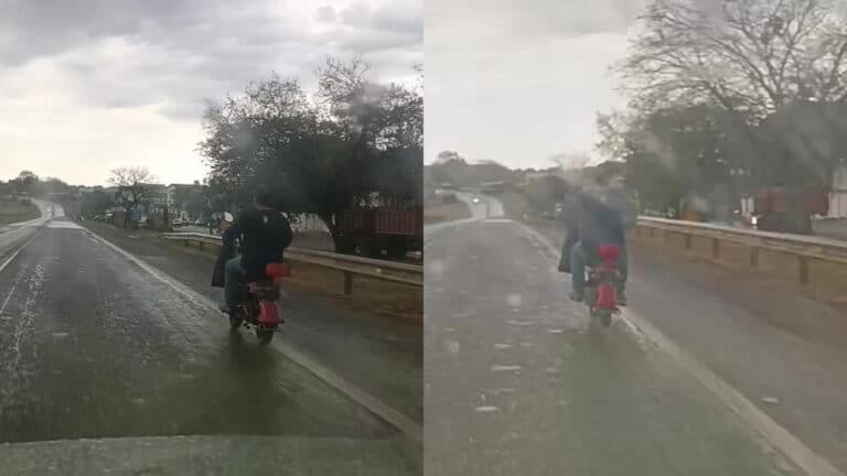 Sem capacete e na chuva, motinha elétrica é flagrada rodando na BR-040 em João Pinheiro, veja o que diz a lei