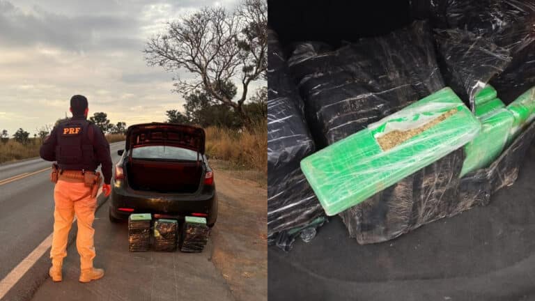 Perdeu! Traficantes jogam a toalha ao serem parados pela PRF de João Pinheiro na BR-365 e entregam carga de maconha