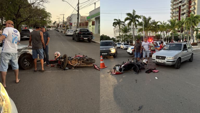 Motociclista sem CNH fica ferido após se envolver em acidente com carro no Centro de João Pinheiro
