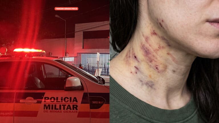 Mulher que estava sendo estrangulada pelo companheiro pega faca para se defender e chama a Polícia em João Pinheiro