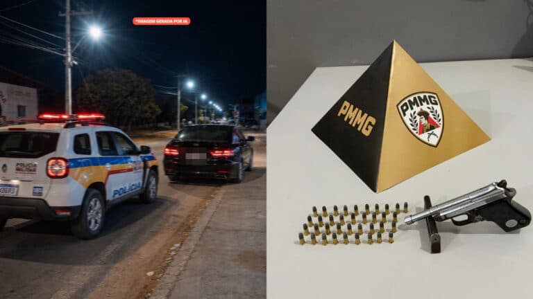 Casa caiu! Jovem tenta escapar da PM fugindo de Azera e é preso com pistola e 37 munições em Brasilândia de Minas