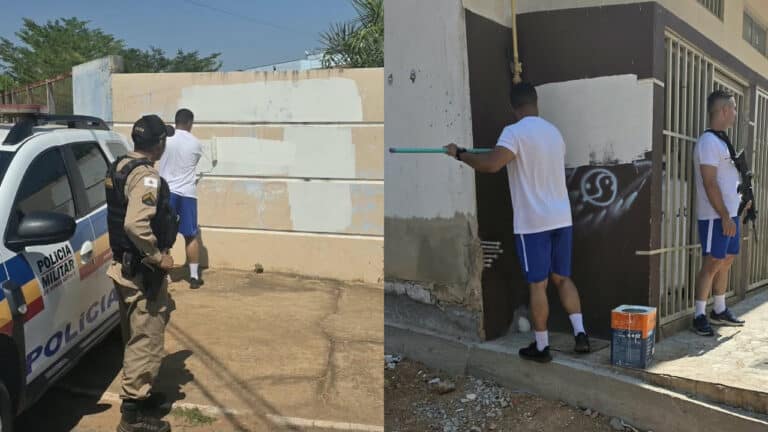 Mais de 10 pontos pichados por facções criminosas são apagados pela Polícia Militar em Brasilândia de Minas