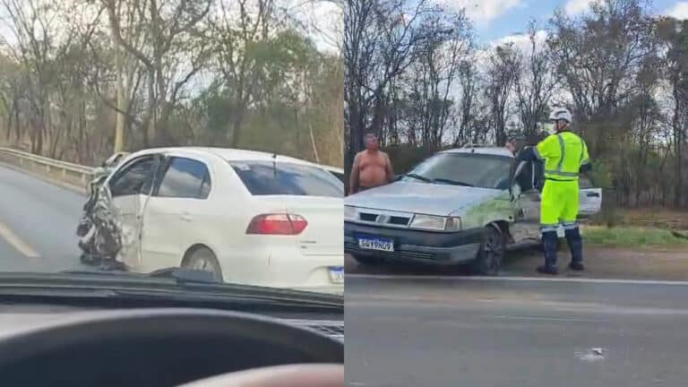 Dois carros e uma carreta-tanque se envolvem em acidente na BR-040 em João Pinheiro