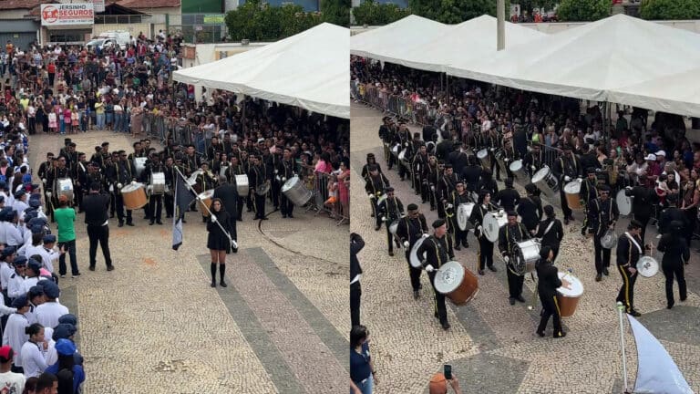 Tradição que arrepia! Fanfarra Pedra 90 encerra o desfile cívico e leva o público ao delírio em João Pinheiro