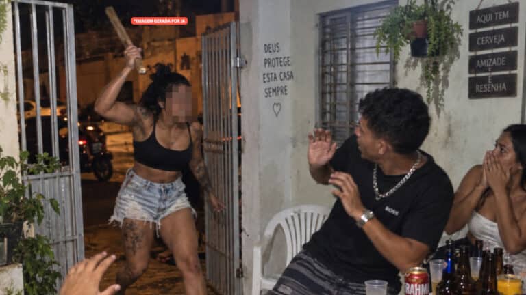 Namorada invade farra com pedaço de pau atrás do namorado, quebra tudo e dono da casa é preso em São Gonçalo do Abaete