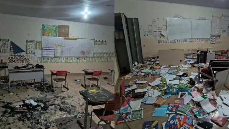 Escola da Taboca tem sala queimada e boletim cita álcool sobre papéis e quatro crianças em Presidente Olegário