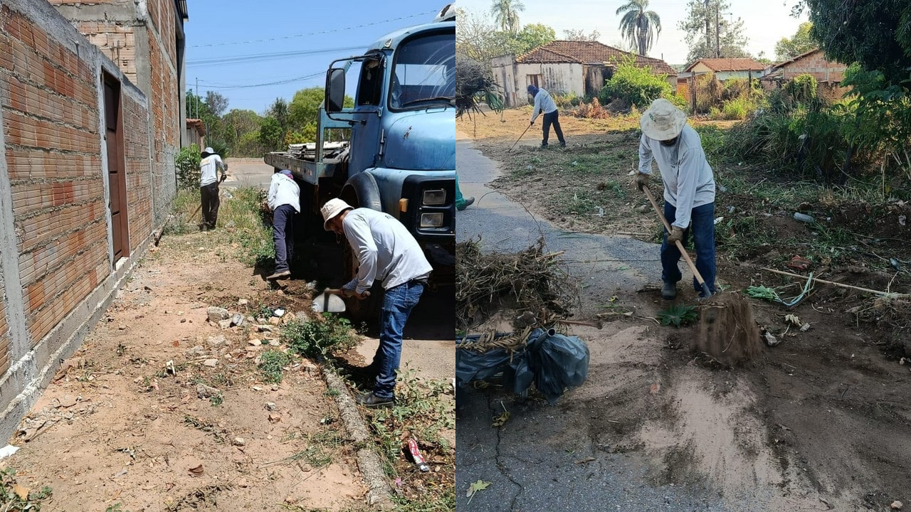 "Demorou, mas chegou": moradora comemora limpeza de ruas e calçadas sob sol forte em Canabrava, em João Pinheiro