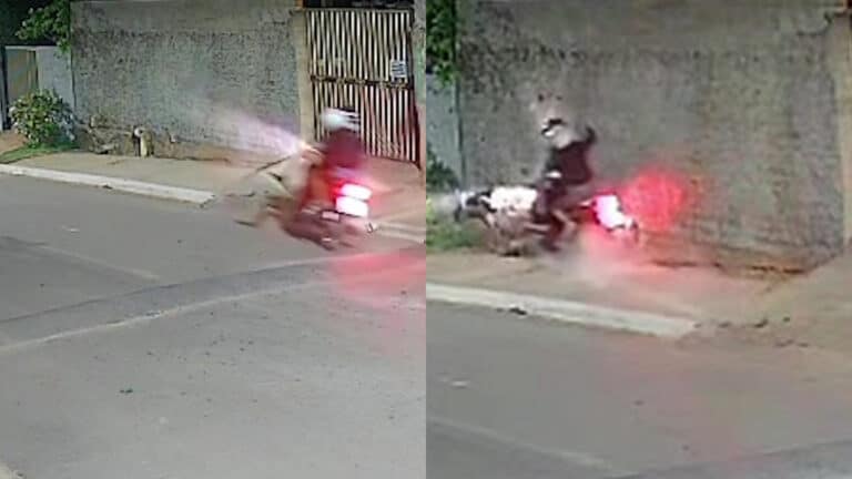 Adolescentes em Biz pulam quebra-molas em alta velocidade e batem contra muro de casa em João Pinheiro