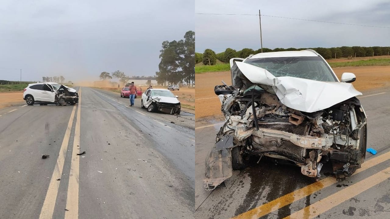 Ultrapassagem malsucedida termina em batida frontal e deixa quatro feridos na MGC-354 em Presidente Olegário