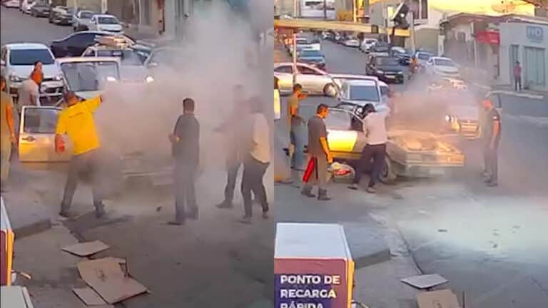 Deus nos livrou": carro da família pega fogo, engata ré sozinho e quase atropela a mãe em João Pinheiro