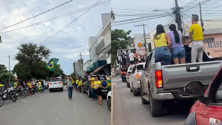 Carreata em apoio a Flávio Bolsonaro toma o centro de João Pinheiro com carros, motos, caminhões e até tratores