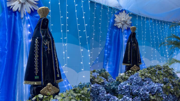 Altar de Nossa Senhora Aparecida na festa da COENGE chama a atenção de fiéis e ganha elogios em João Pinheiro