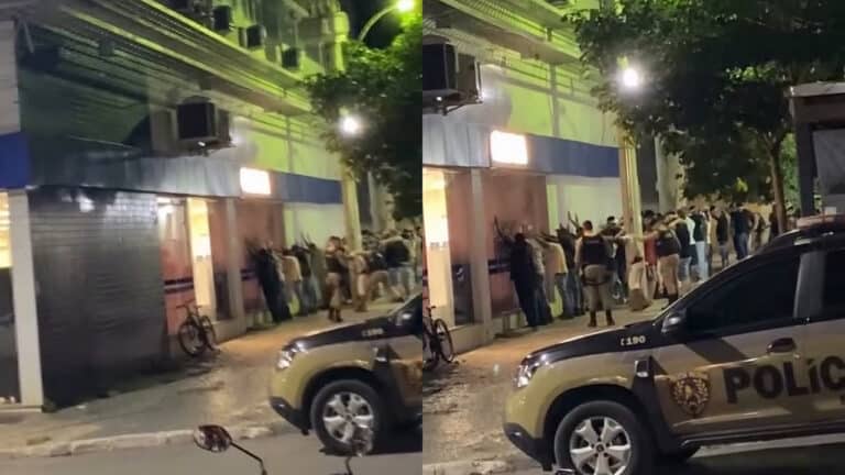 Parede salva com sucesso! Abordagem policial ao lado da Caixa rende comentário bem-humorado no Centro de João Pinheiro