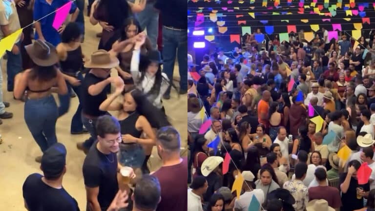 Esse tem o molejo! Homem dança com cinco mulheres de uma vez só e rouba a cena na Folia de Reis em João Pinheiro