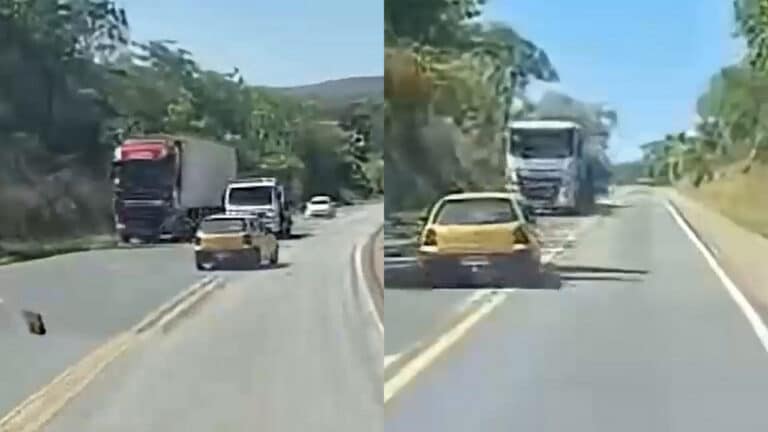 Por pouco! Motorista bêbado em zigue-zague invade a contramão e quase bate em carreta na BR-040, em Cristalina